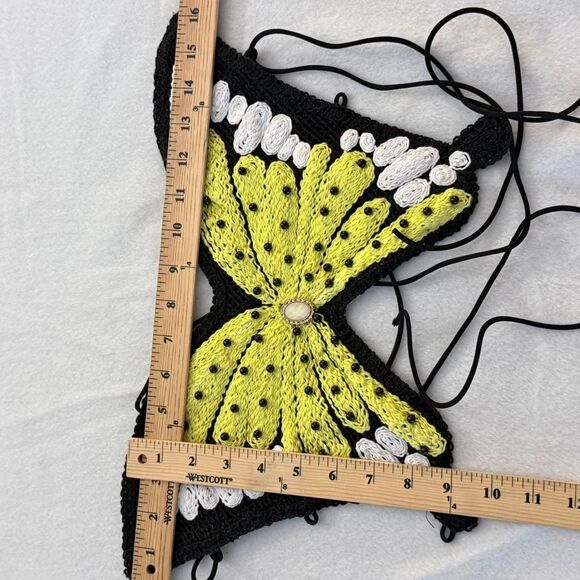 Yellow and black butterfly crop top - Picture 4 of 7